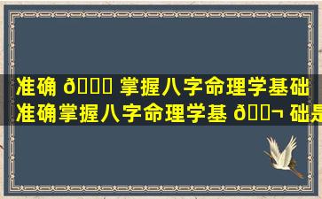 准确 🐛 掌握八字命理学基础「准确掌握八字命理学基 🐬 础是什么」